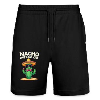 Nacho Average CPA, Cactus Humor - Stanley/Stella Trainer Unisex Organic Jogging Shorts - black - Front - Nik (191cm) & Marisol (170cm)