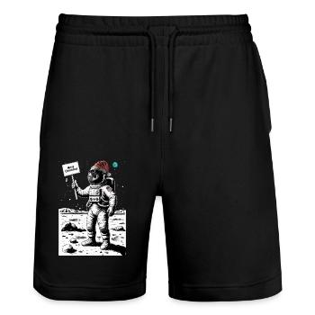 Joyeux Noël Astronaute - Vacances le lundi - Short de jogging bio TRAINER Stanley/Stella unisexe - noir - Devant - Nik (191cm) & Marisol (170cm)