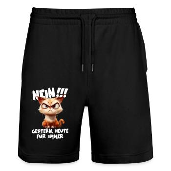 Katze nein für immer ich hasse Menschen Geschenk - Stanley/Stella Unisex Bio Joggingshorts Trainer  - Schwarz - Vorne - Nik (191cm) & Marisol (170cm)
