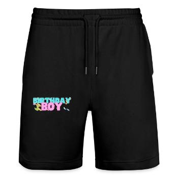 Dino Birthday Boy - Stanley/Stella Trainer Unisex Organic Jogging Shorts - black - Front - Nik (191cm) & Marisol (170cm)