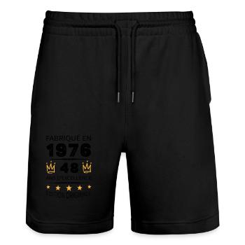 Made in 1976 Born in 1976 48 years old Anniversary - Stanley/Stella Trainer Unisex Organic Jogging Shorts - black - Front - Nik (191cm) & Marisol (170cm)