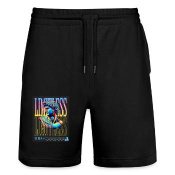 Limitless: Neon design with Greek mythology - Stanley/Stella Trainer Unisex Organic Jogging Shorts - black - Front - Nik (191cm) & Marisol (170cm)