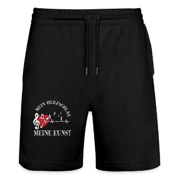Piano Musician My Heartbeat Piano - Stanley/Stella Trainer Unisex Organic Jogging Shorts - black - Front - Nik (191cm) & Marisol (170cm)