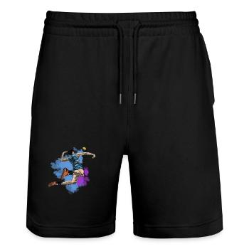 volleyball - Stanley/Stella Trainer Unisex Organic Jogging Shorts - black - Front - Nik (191cm) & Marisol (170cm)
