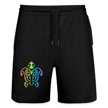 Tortue polynésienne arc-en-ciel - Short de jogging bio TRAINER Stanley/Stella unisexe - noir - Devant - Nik (191cm) & Marisol (170cm)