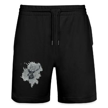 Hirschkopf Magnificent specimen new - Stanley/Stella Trainer Unisex Organic Jogging Shorts - black - Front - Nik (191cm) & Marisol (170cm)