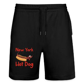 New Yorker Hotdog - Stanley/Stella Unisex Bio Joggingshorts Trainer  - Schwarz - Vorne - Nik (191cm) & Marisol (170cm)