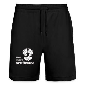 Bitte nicht Schüpfen - Stanley/Stella Unisex Bio Joggingshorts Trainer  - Schwarz - Vorne - Nik (191cm) & Marisol (170cm)