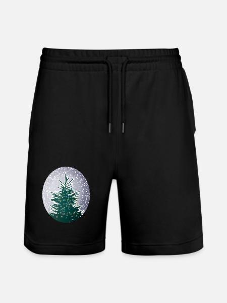 beleuchteter Weihnachtsbaum im Schnee - Stanley/Stella Unisex Bio Joggingshorts Trainer - Schwarz