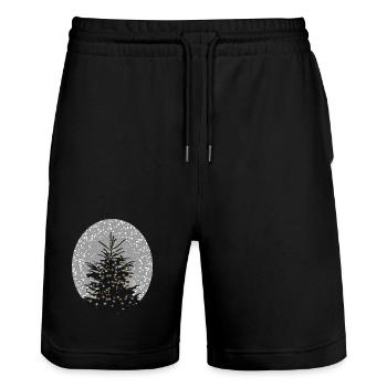 sapin de Noël illuminé dans la neige - Short de jogging bio TRAINER Stanley/Stella unisexe - noir - Devant - Nik (191cm) & Marisol (170cm)