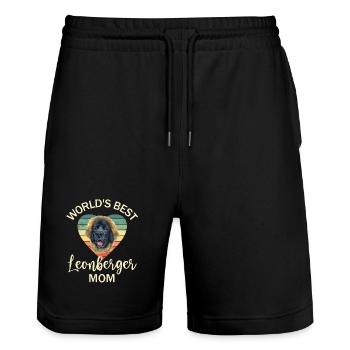 Hund Leonberger - Stanley/Stella Unisex Bio Joggingshorts Trainer  - Schwarz - Vorne - Nik (191cm) & Marisol (170cm)