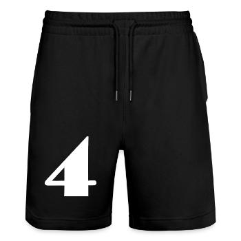 4,4 JAHRE,4. GEBURTSTAG,4 JAHRE JUBILÄUM - Stanley/Stella Unisex Bio Joggingshorts Trainer  - Schwarz - Vorne - Nik (191cm) & Marisol (170cm)