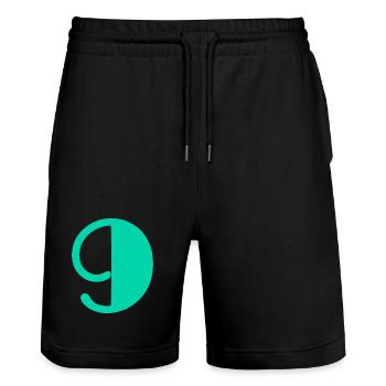 9. ALLES GUTE ZUM GEBURTSTAG. ALLES GUTE ZUM GEBURTSTAG! - Stanley/Stella Unisex Bio Joggingshorts Trainer  - Schwarz - Vorne - Nik (191cm) & Marisol (170cm)