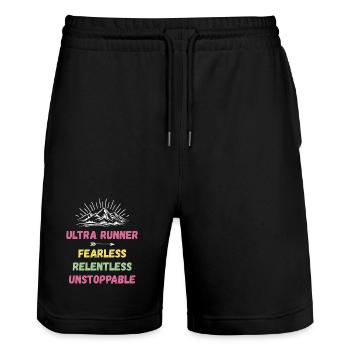 Ultra Runner - Fearless. Relentless. Unstoppable. - Stanley/Stella Trainer Unisex Organic Jogging Shorts - black - Front - Nik (191cm) & Marisol (170cm)