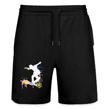 Skate | Skater | Skateboard | Skateboarding - Stanley/Stella Unisex Bio Joggingshorts Trainer  - Schwarz - Vorne - Nik (191cm) & Marisol (170cm)