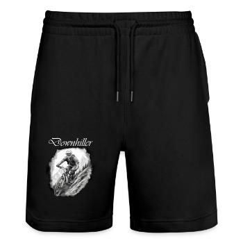 Downhiller white - Stanley/Stella Trainer Unisex Organic Jogging Shorts - black - Front - Nik (191cm) & Marisol (170cm)