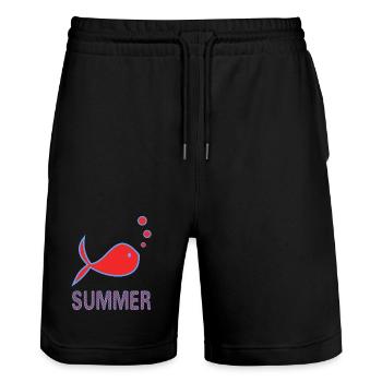 THANK YOU. THANKS. ANNIVERSARY. BIRTH. RETIREMENT. - Stanley/Stella Trainer Unisex Organic Jogging Shorts - black - Front - Nik (191cm) & Marisol (170cm)