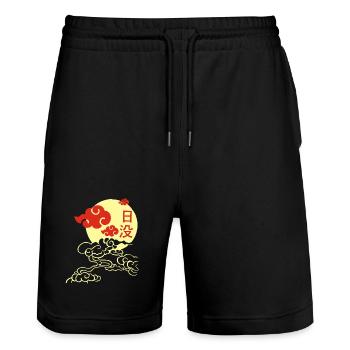 Manga sunset - Stanley/Stella Trainer Unisex Organic Jogging Shorts - black - Front - Nik (191cm) & Marisol (170cm)