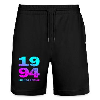 Geburtstag, geboren in 1994 limited edition - Stanley/Stella Unisex Bio Joggingshorts Trainer  - Schwarz - Vorne - Nik (191cm) & Marisol (170cm)