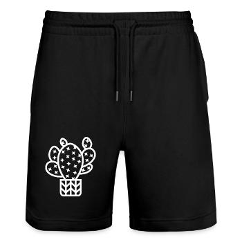 Cactus Houseplant Botanical Plants Icon - Stanley/Stella Trainer Unisex Organic Jogging Shorts - black - Front - Nik (191cm) & Marisol (170cm)