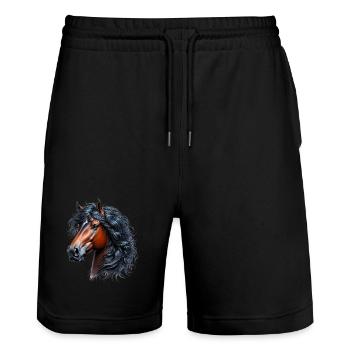 Cheval - Short de jogging bio TRAINER Stanley/Stella unisexe - noir - Devant - Nik (191cm) & Marisol (170cm)