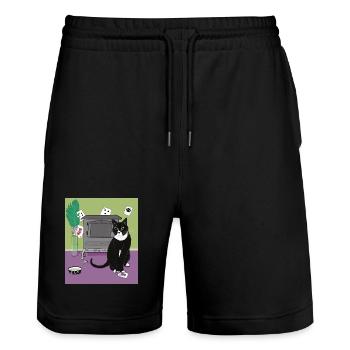 Katze Königin der Herzen. - Stanley/Stella Unisex Bio Joggingshorts Trainer  - Schwarz - Vorne - Nik (191cm) & Marisol (170cm)