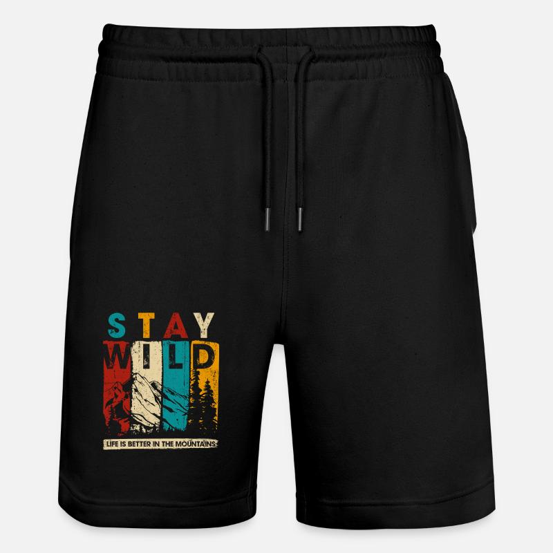 Graphique Stay Wild Mountain - Short de jogging bio TRAINER Stanley/Stella unisexe - noir