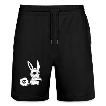 Lapin blanc qui pète - Short de jogging bio TRAINER Stanley/Stella unisexe - noir - Devant - Nik (191cm) & Marisol (170cm)