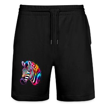 Zèbre - Short de jogging bio TRAINER Stanley/Stella unisexe - noir - Devant - Nik (191cm) & Marisol (170cm)
