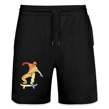 Graphique de skateboarder vintage - Short de jogging bio TRAINER Stanley/Stella unisexe - noir - Devant - Nik (191cm) & Marisol (170cm)