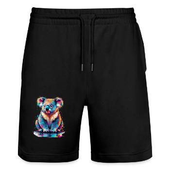 Koala - Short de jogging bio TRAINER Stanley/Stella unisexe - noir - Devant - Nik (191cm) & Marisol (170cm)