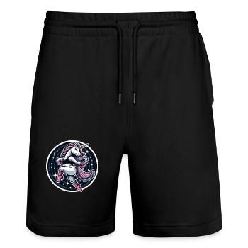 Danse de la Licorne - Short de jogging bio TRAINER Stanley/Stella unisexe - noir - Devant - Nik (191cm) & Marisol (170cm)