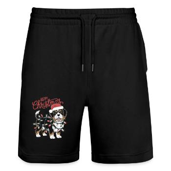 Joyeux Noël CHIEN - Short de jogging bio TRAINER Stanley/Stella unisexe - noir - Devant - Nik (191cm) & Marisol (170cm)