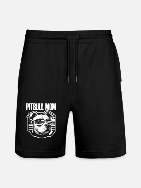 Pitbull Mom Patriotic Funny 4th of July - Stanley/Stella Trainer Unisex Organic Jogging Shorts - black