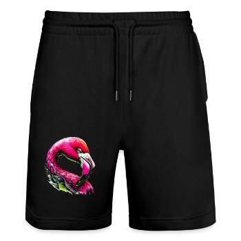 Flamingo - Stanley/Stella Unisex Bio Joggingshorts Trainer  - Schwarz - Vorne - Nik (191cm) & Marisol (170cm)