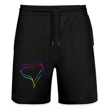Hearts Rainbow - Love - Stanley/Stella Trainer Unisex Organic Jogging Shorts - black - Front - Nik (191cm) & Marisol (170cm)