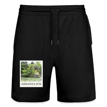 Asiatischer Gartensee Zen - Stanley/Stella Unisex Bio Joggingshorts Trainer  - Schwarz - Vorne - Nik (191cm) & Marisol (170cm)
