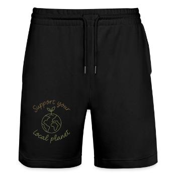 Support Your Local Planet – Eco-Style - Stanley/Stella Trainer Unisex Organic Jogging Shorts - black - Front - Nik (191cm) & Marisol (170cm)