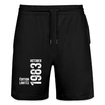 Legends October 1983 Vintage October 1983 Retro - Stanley/Stella Trainer Unisex Organic Jogging Shorts - black - Front - Nik (191cm) & Marisol (170cm)