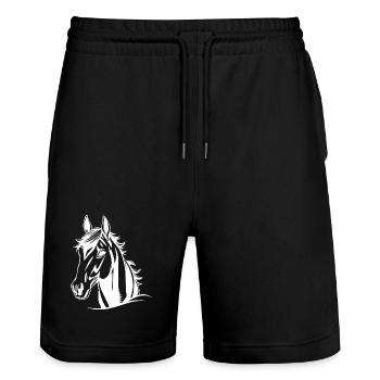 Chevaux T-shirt Cadeau Cavalier - Short de jogging bio TRAINER Stanley/Stella unisexe - noir - Devant - Nik (191cm) & Marisol (170cm)