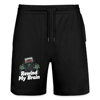 Rewind My Brain Zombie Illustration - Stanley/Stella Trainer Unisex Organic Jogging Shorts - black - Front - Nik (191cm) & Marisol (170cm)
