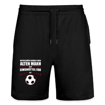 Alter Mann - Eimsbüttel Fußball Fan | Retro - Stanley/Stella Unisex Bio Joggingshorts Trainer  - Schwarz - Vorne - Nik (191cm) & Marisol (170cm)
