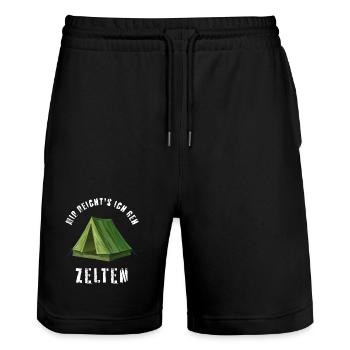 Mir reicht's ich geh ZELTEN Outdoor Lustig Campen - Stanley/Stella Unisex Bio Joggingshorts Trainer  - Schwarz - Vorne - Nik (191cm) & Marisol (170cm)