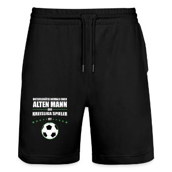 Alter Mann - Kreisliga Spieler | Retro Vintage - Stanley/Stella Unisex Bio Joggingshorts Trainer  - Schwarz - Vorne - Nik (191cm) & Marisol (170cm)