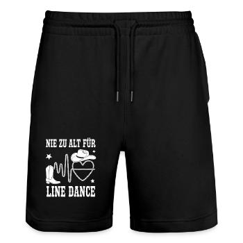 Never too old for line dancing - Stanley/Stella Trainer Unisex Organic Jogging Shorts - black - Front - Nik (191cm) & Marisol (170cm)