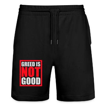 La cupidité n’est pas une bonne déclaration anticapitaliste Protestation - Short de jogging bio TRAINER Stanley/Stella unisexe - noir - Devant - Nik (191cm) & Marisol (170cm)