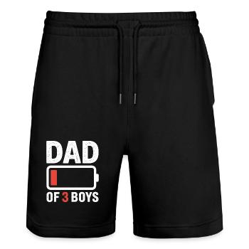 Papa de 3 garçons Batterie Shirt - Short de jogging bio TRAINER Stanley/Stella unisexe - noir - Devant - Nik (191cm) & Marisol (170cm)