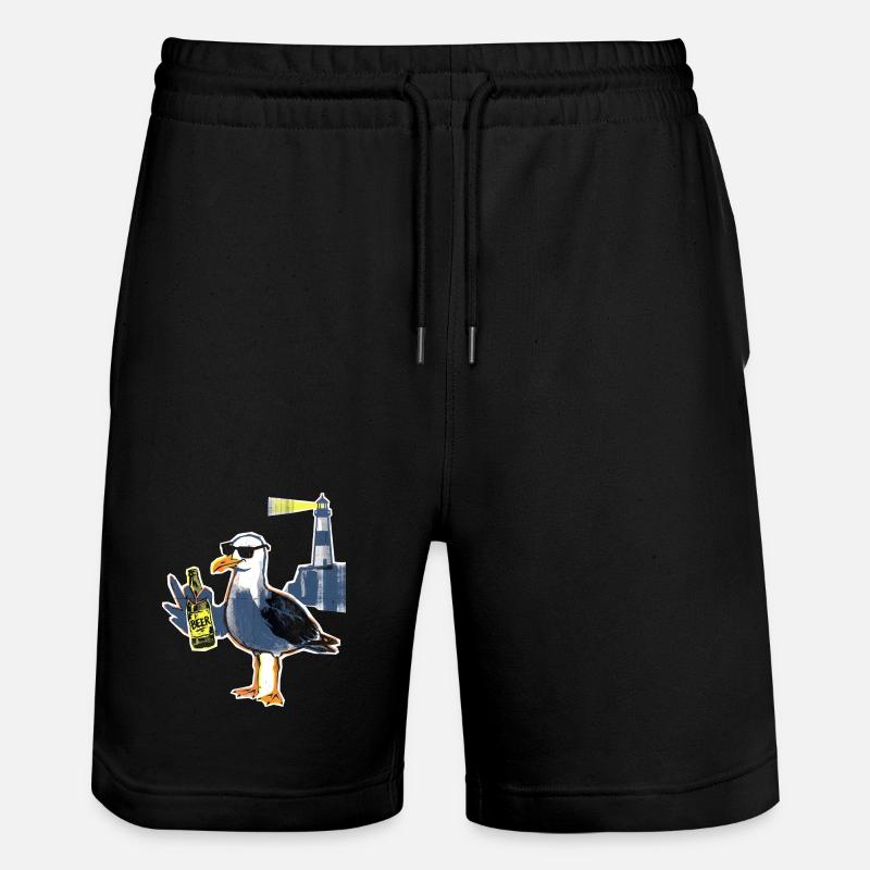 Coole Möwe Leuchtturm Bier - Stanley/Stella Unisex Bio Joggingshorts Trainer  - Schwarz