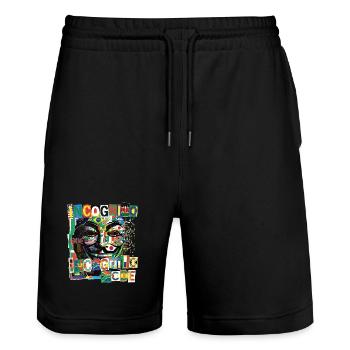 Incognito Mode - Stanley/Stella Unisex Bio Joggingshorts Trainer  - Schwarz - Vorne - Nik (191cm) & Marisol (170cm)