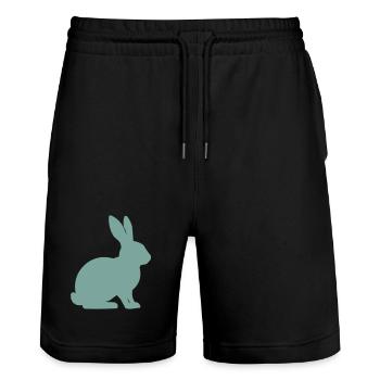 Kaninchen Silhouette  - Stanley/Stella Unisex Bio Joggingshorts Trainer  - Schwarz - Vorne - Nik (191cm) & Marisol (170cm)
